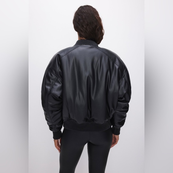 GOOD AMERICAN FAUX LEATHER BOMBER JACKET - Picture 2 of 14